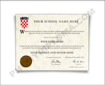 Fake Diploma from Croatia University Croatia D